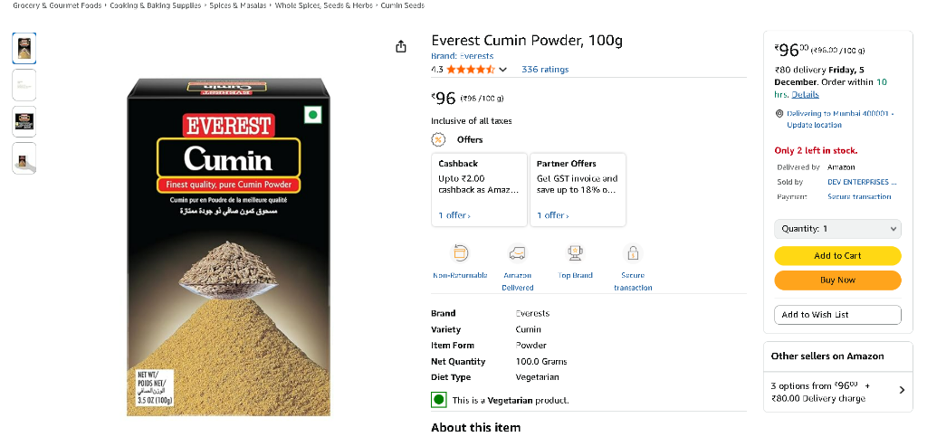 Everest Cumin Powder